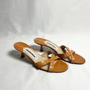 Alligator Skin mule kitten heels